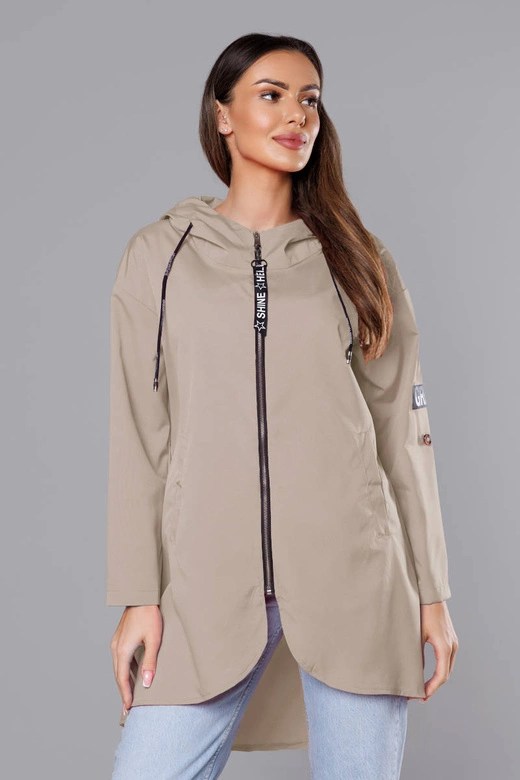 Cienka asymetryczna narzutka damska kakao (B8117-12)