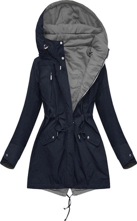 DWUSTRONNA PARKA Z KAPTUREM GRANATOWO-SZARA (W303)