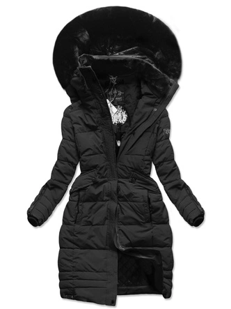 Gruba zimowa kurtka damska z torbą na zakupy Navahoo czarna (FAHMIYAA)