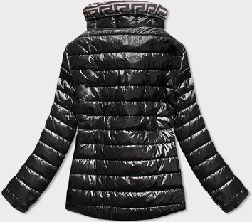 Krótka kurtka damska z wysoką stójką czarna (650art)