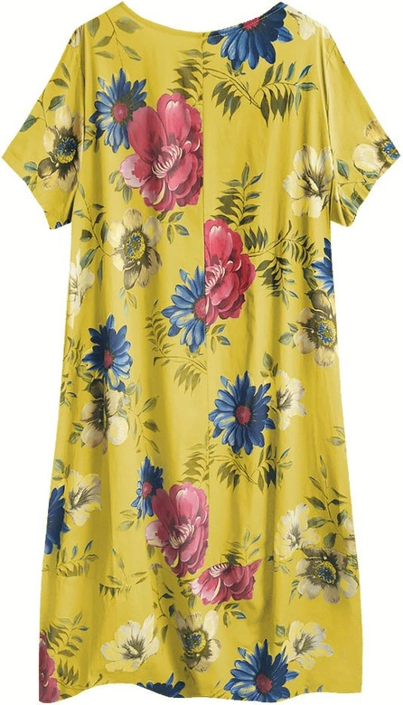 BAWEŁNIANA SUKIENKA OVERSIZE MUSZTARDOWA (341ART)