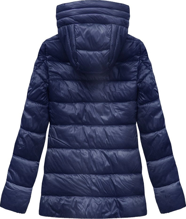 ZIMOWA PIKOWANA KURTKA DAMSKA Z KAPTUREM GRANATOWA (7698)