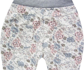 BAWEŁNIANE SPODNIE ECRU W KWIATY (1096/3)