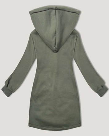 Długa bluza ze stójką i kapturem LHD szarozielona (AMG-178)