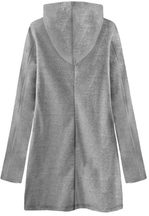 MINIMALISTYCZNY PŁASZCZ Z KAPTUREM JASNOSZARY (199ART)