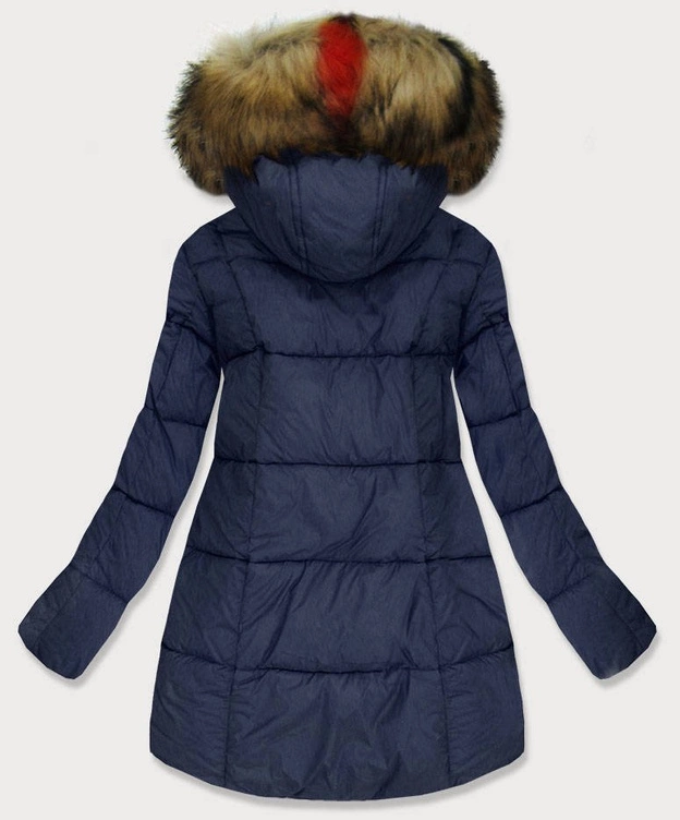 PIKOWANA KURTKA DAMSKA ZIMOWA GRANATOWA (209-2BIG)
