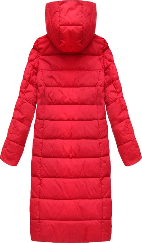 ZIMOWA DŁUGA PIKOWANA KURTKA DAMSKA CZERWONA (7704)