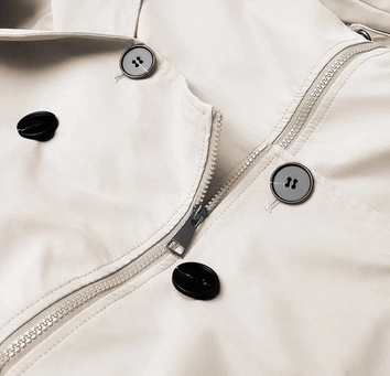 Dwurzędowy trencz z paskiem jasny beż (ag3-011)