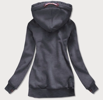 DŁUGA DAMSKA BLUZA DRESOWA Z KAPTUREM GRAFITOWA (725)