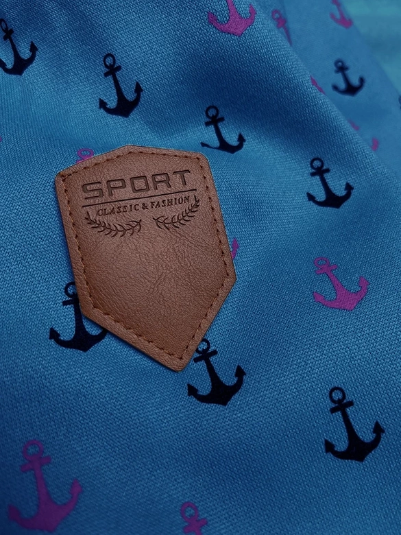 Ciepła rozpinana bluza w kotwice niebieska (2307)