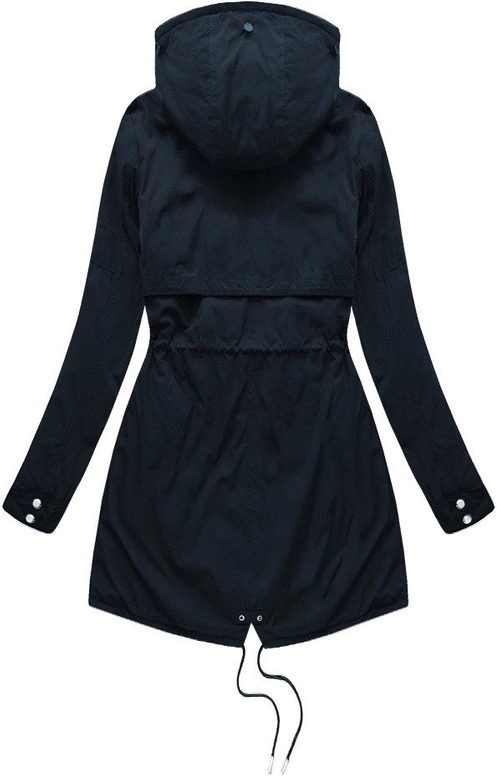 Dwustronna damska kurtka zimowa z kapturem granatowo-szara (w214big)