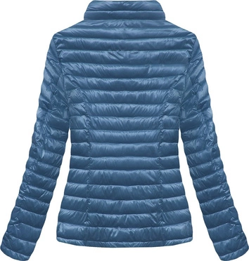 BŁYSZCZĄCA KURTKA ZE STÓJKĄ NIEBIESKA (B2677)