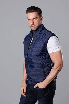 Pikowany bezrękawnik męski granatowy (8MY77-2)