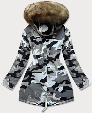 DAMSKA KURTKA PARKA ZIMOWA MORO SZARA (B528-907)