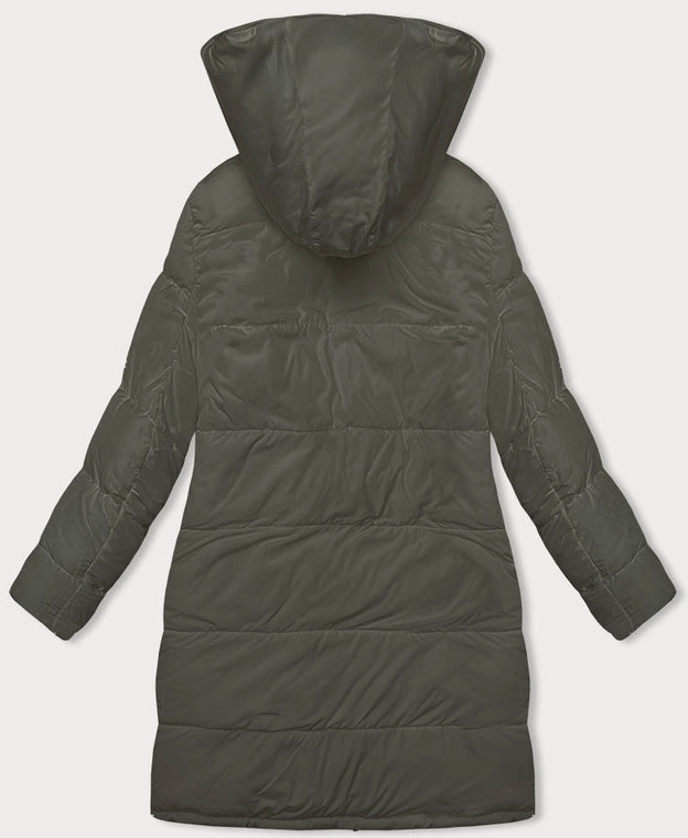 Gruba dwustronna kurtka zimowa damska czarny-khaki (V768g)