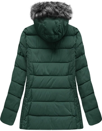 PIKOWANA KURTKA Z KAPTUREM BUTELKOWA ZIELEŃ (R9505)