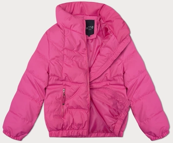 Pikowana kurtka ze stójką Miss TiTi różowa (2481)