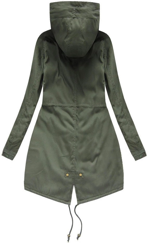 BAWEŁNIANA PARKA Z FUTREM KHAKI-BIAŁA (6128)