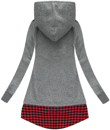 DŁUGA BLUZA Z ŁĄCZONYCH MATERIAŁÓW CIEMNOSZARA (X1722X)