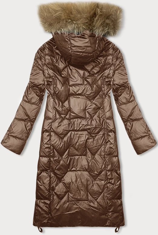 Długa kurtka pikowana damska Glakate camel (LU-2203)