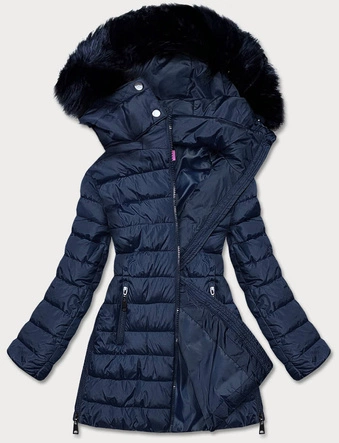 DAMSKA KURTKA Z SUWAKAMI GRANATOWA (8975-E)