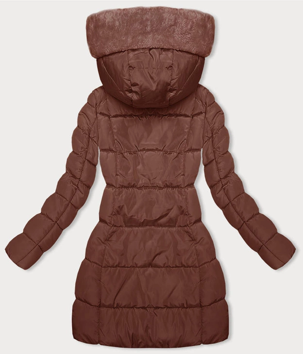 Zimowa kurtka z kapturem ceglana (2M-231)