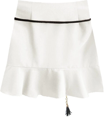 KRÓTKA SPÓDNICA Z FALBANĄ ECRU (6158/1)