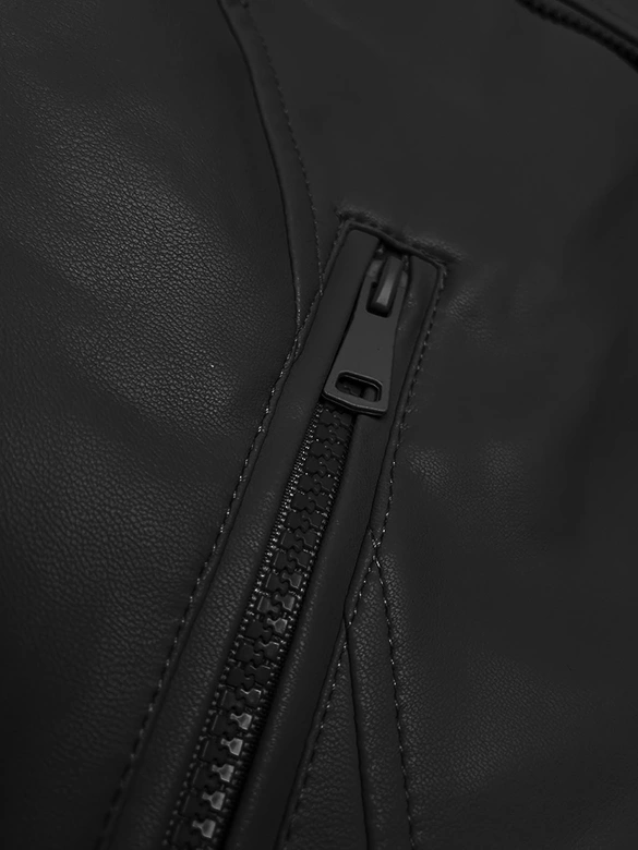 Kurtka ramoneska z asymetrycznym zamkiem J Style czarna (11Z8130)