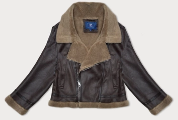 Krótki kożuch damski Ann Gissy brązowy (AG9-9006)