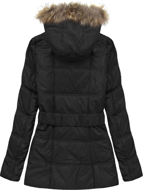 KURTKA Z EKOSKÓRY Z FUTERKIEM CZARNA (X6005X)