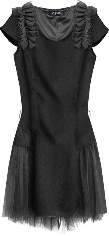 SUKIENKA Z TIULOWYMI WSTAWKAMI CZARNA (3688/3)