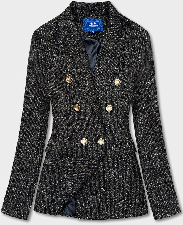 Dwurzędowa marynarka z guzikami czarno-brązowa (AG3-1981)