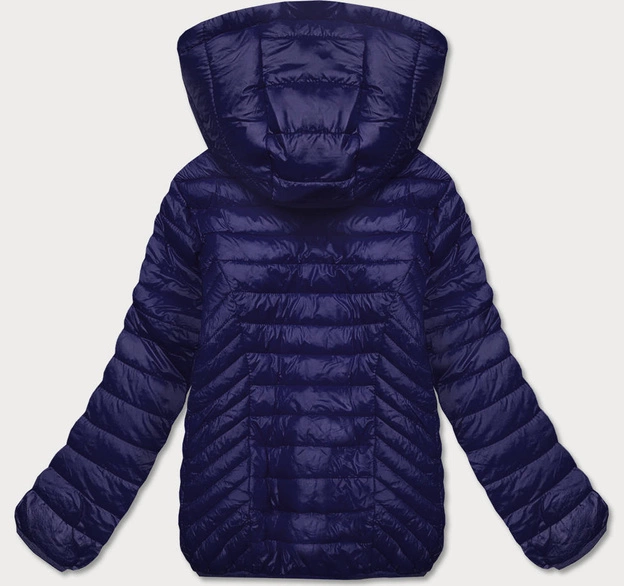 Pikowana kurtka damska z kapturem granatowa (B0124-3)