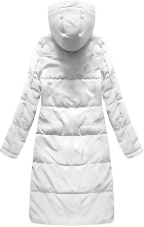 PROSTY DAMSKI PŁASZCZ ZIMOWY Z PUCHEM NATURALNYM BIAŁY (7123)