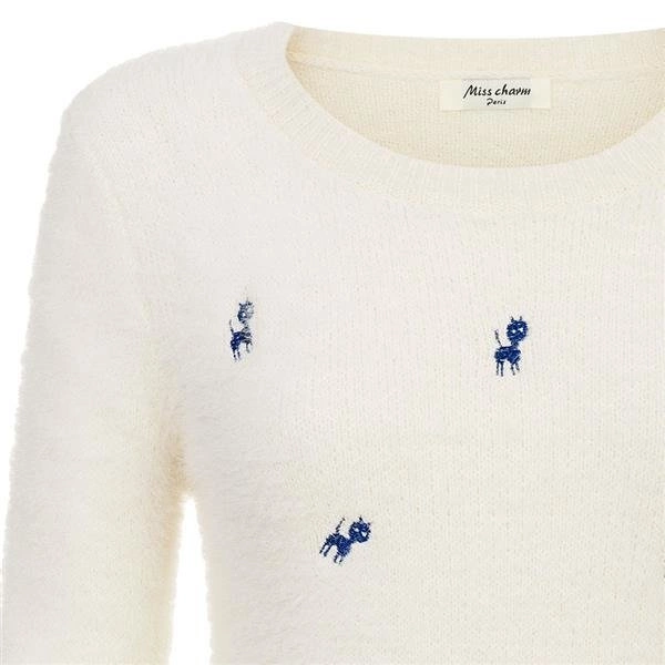 MIĘKKI SWETER W KOTKI ECRU (Y1202)