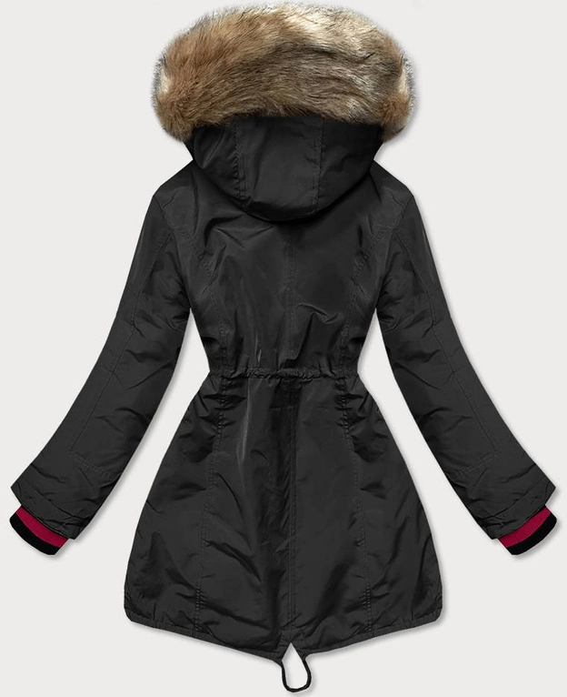 Zimowa parka damska na futerku czarna (can-579big)