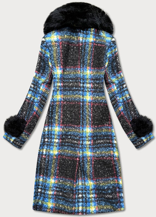 Damski płaszcz z tkaniny boucle multikolor (fk-016)