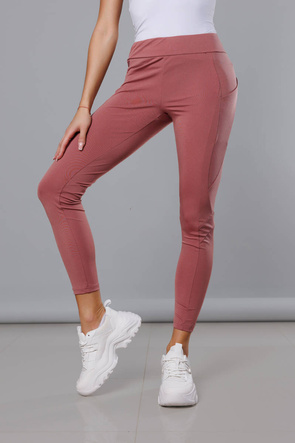 Legginsy treningowe damskie brudny różowy (54350)