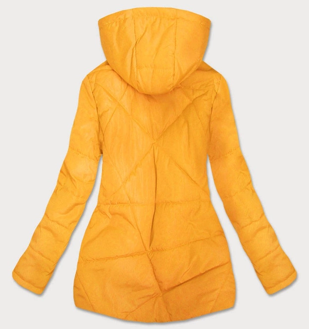 CIENKA KURTKA DAMSKA Z ASYMETRYCZNYM DOŁEM ŻÓŁTA (B9531)