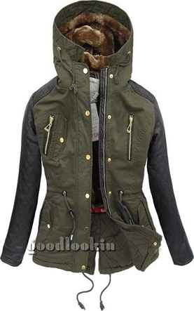 BAWEŁNIANA PARKA ZIMOWA KHAKI (01NU)