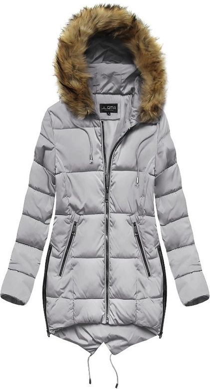 PIKOWANA KURTKA Z KAPTUREM SZARA (X857X)