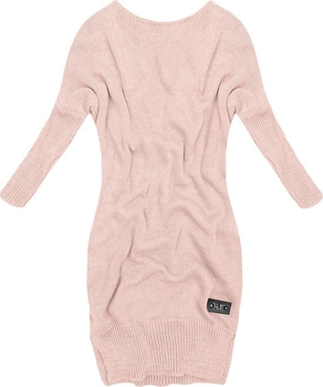 DŁUGI SWETER Z KOKARDĄ RÓŻOWY (0541)