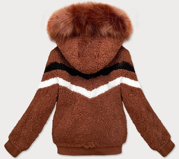 DWUSTRONNA KRÓTKA KURTKA DAMSKA ZIMOWA KARMELOWA (H1032-79)