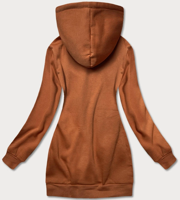 Długa bluza damska z kapturem karmelowa (amg-18)