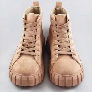 Sznurowane trzewiki z imitacji zamszu jasny beż (xa057)