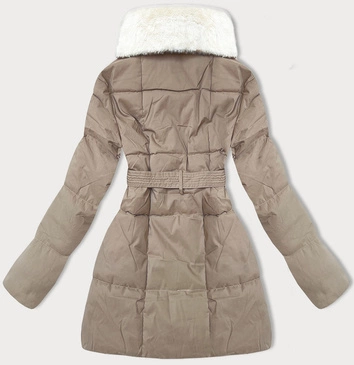 Kurtka damska ze stójką obszyta futerkiem J Style jasny beżowy (16M9165-62)