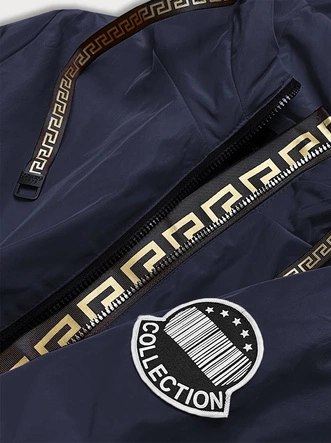 PROSTA KURTKA DAMSKA ZE SKOŚNYMI KIESZENIAMI GRANATOWA (HS-1832)