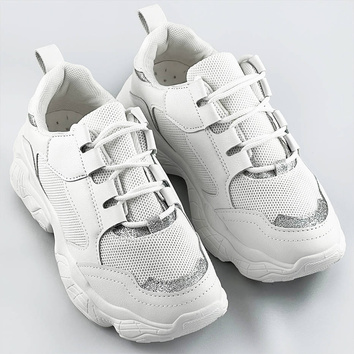 Sznurowane sneakersy damskie białe (172)