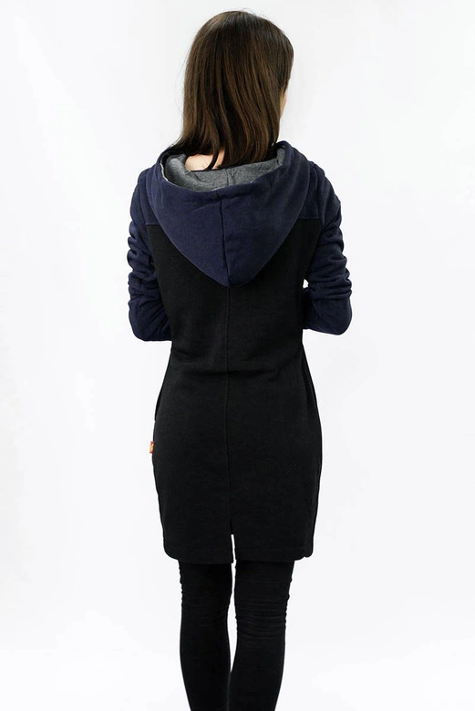 DŁUGA BLUZA Z KAPTUREM GRANATOWO-SZARA (AMG-737)