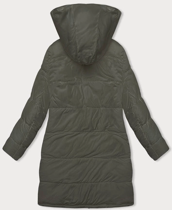 Gruba dwustronna kurtka zimowa damska czarny-khaki (V767)